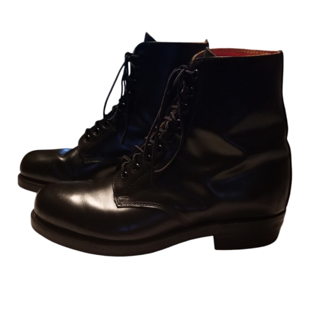 Hawkins Men's Size 8.5 Black Leather Police Boots Steel Toe